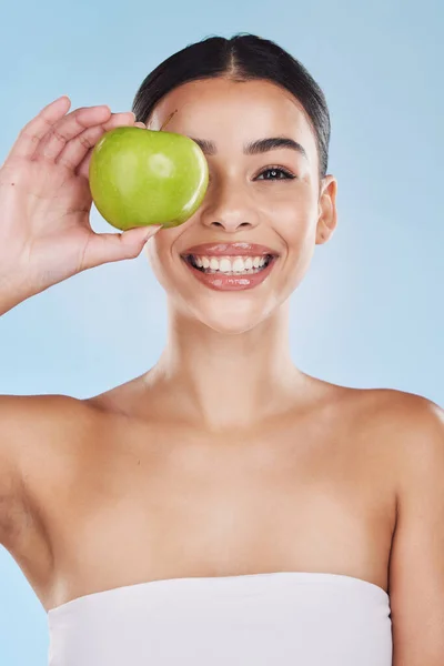 Portrait Health Beauty Woman Apple Vitamins Minerals Nutrients Healthy Diet — Fotografia de Stock