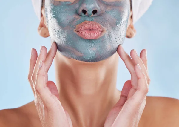 Skincare Wellness Charcoal Face Mask Beauty Product Healthy Skin Blue — Stock fotografie