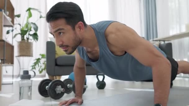 Hombre Haciendo Ejercicio Para Entrenamiento Fitness Motivación Para Cuerpo Sano — Vídeos de Stock