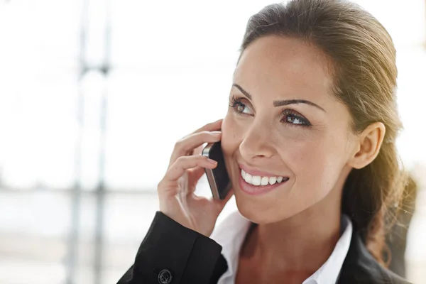 She Always Answers Her Clients Calls Businesswoman Making Call Her — Stockfoto