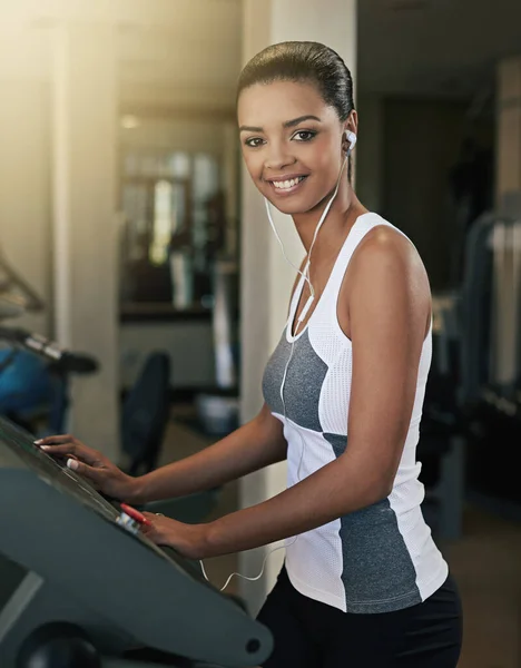 Time Burn Some Calories Young Woman Exercising Treadmill Gym — Stock Photo, Image