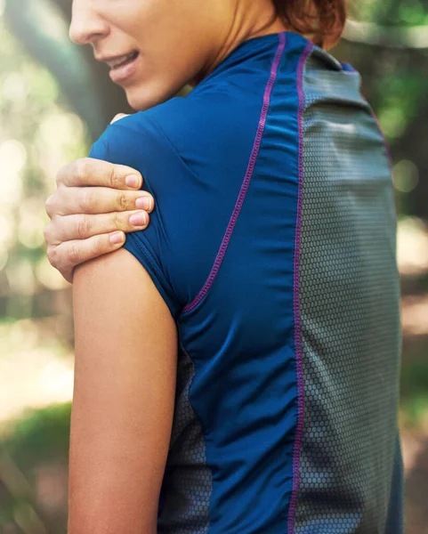 Getting Ready Take Trail Young Woman Warming Trail Run — Foto de Stock