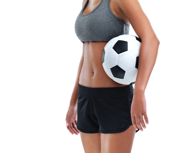 Football Great Way Stay Shape Female Soccer Player Isolated White — Stock fotografie