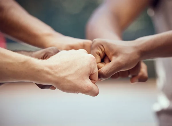 Hands Teamwork Motivation Team People Joining Fists Huddle Circle Collaboration —  Fotos de Stock