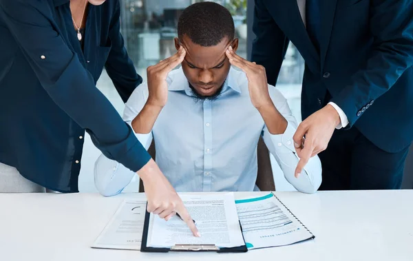 Stress Overload Headache Businessman Burnout Overworked Pressure Corporate Company Frustrated — Stok fotoğraf