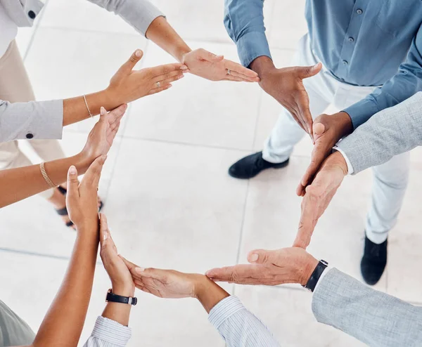 Teamwork Hands Circle Solidarity Business People Unity Collaboration Trust Together — Stockfoto