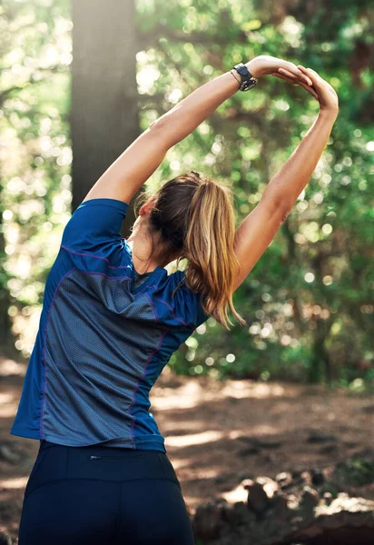 Getting Ready Her Workout Young Woman Warming Trail Run — Foto de Stock