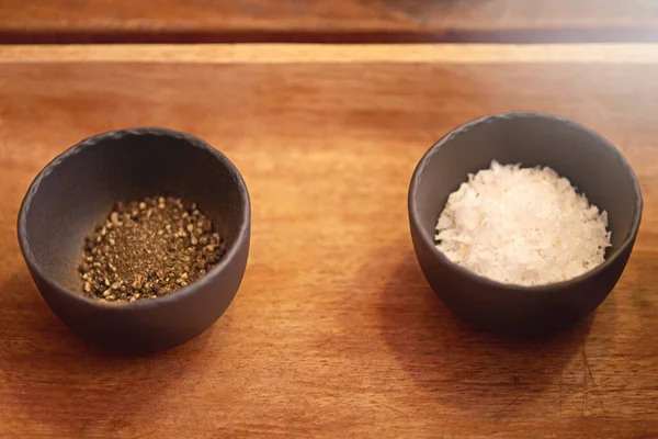 Salt Pepperits Always Better Were Together Salt Pepper Bowls Tabletop — Stockfoto