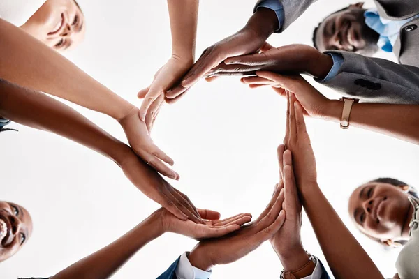 Diversity Circle Hands Teamwork Collaboration Success Goal Motivation Global Company — 图库照片