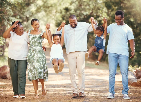 Happy Black Family Bonding Having Fun Park Together Laughing Playful — kuvapankkivalokuva