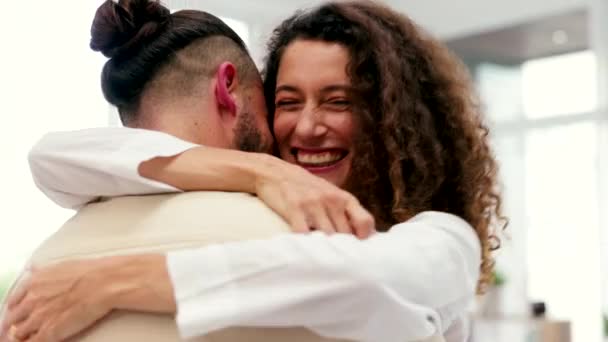 Romantic Love Smile Couple Hug While Enjoying Marriage Relationship Bonding — Stock Video