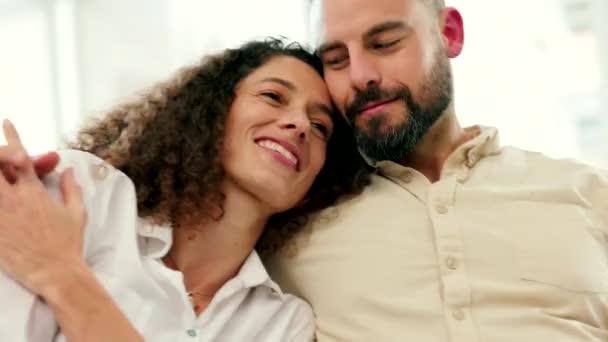 Amor Vida Romance Casal Relaxar Sala Estar Família Casa Sorriso — Vídeo de Stock