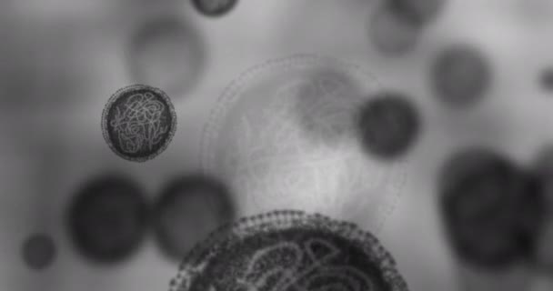 研究室では Dna 細菌粒子顕微鏡がウイルス がんを拡大しています 黒細胞のRna医療 科学研究室の細菌の医療保健医療 — ストック動画