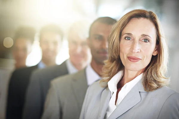 Team Number One Cropped Portrait Group Diverse Businesspeople Standing Line — Stock Photo, Image