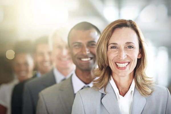 Theyre Team Proud Lead Cropped Portrait Group Diverse Businesspeople Standing — Stock Photo, Image