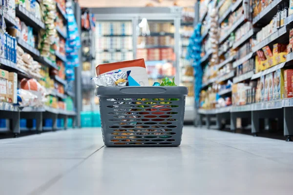 Cesta Compra Tienda Comestibles Supermercado Productos Alimenticios Para Cocinar Bienestar —  Fotos de Stock