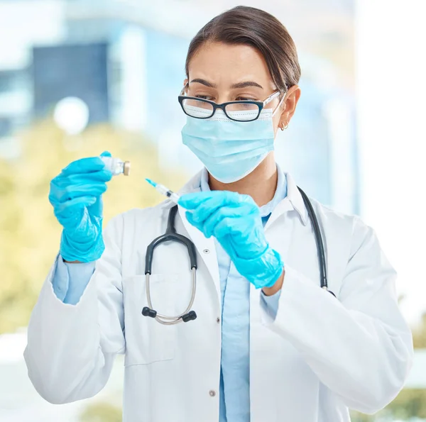 Vaccin Médical Santé Covide Par Une Femme Médecin Travaillant Pendant — Photo