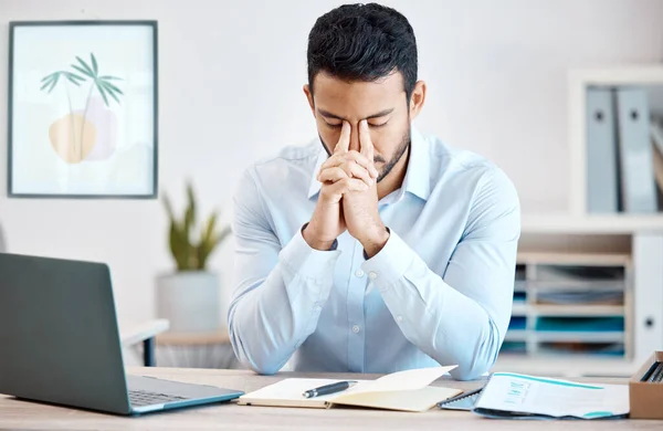 Stress Anxiety Burnout Businessman Working Online Report Proposal Deadline Office — Stock Photo, Image