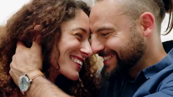 Feliz Sorriso Amor Casal Toque Rosto Confiança Felicidade Relacionamento Romântico — Vídeo de Stock