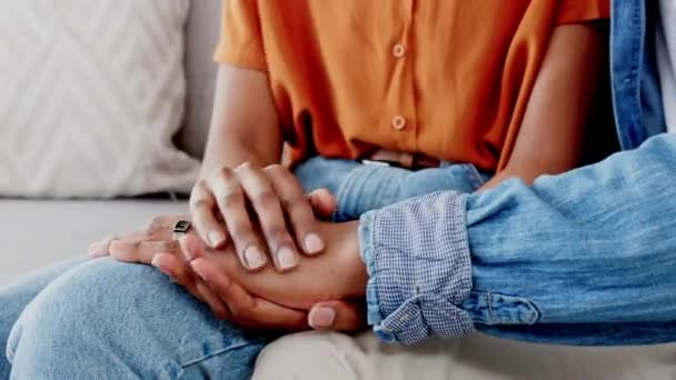 Hånd Tillid Støtte Med Mand Kvinde Holder Hænder Pleje Kærlighed – Stock-video