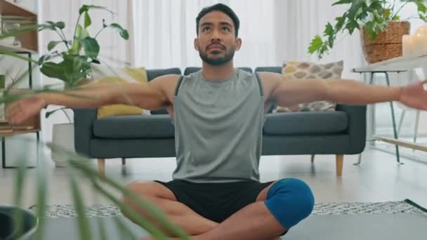 Méditation Yoga Zen Asiatique Homme Dans Détente Paix Santé Mentale — Video