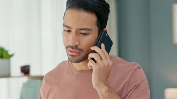 Telefone Telefone Estresse Com Homem Falando Seu Celular Sentindo Triste — Vídeo de Stock