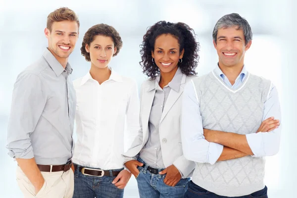 Successful Business People Portrait Four Business Partners Standing Together — Stock Photo, Image