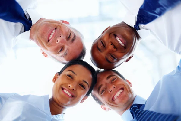 Teamwork Leads Success Low Angle Portrait Team Executives — Stock Photo, Image