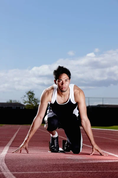 Oog Van Tijger Een Jonge Atleet Die Zich Intensief Focust — Stockfoto