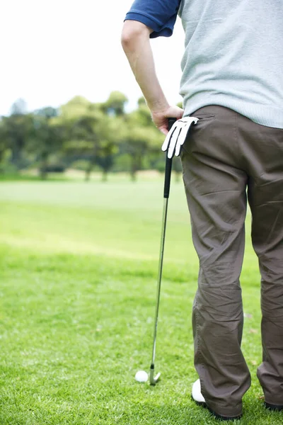 Wachtend Zijn Beurt Spelen Gehakt Uitzicht Een Man Die Golf — Stockfoto