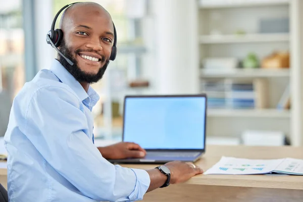 Agente Call Center Vendedor Negro Consultoría Soporte Asesoría Con Auriculares —  Fotos de Stock