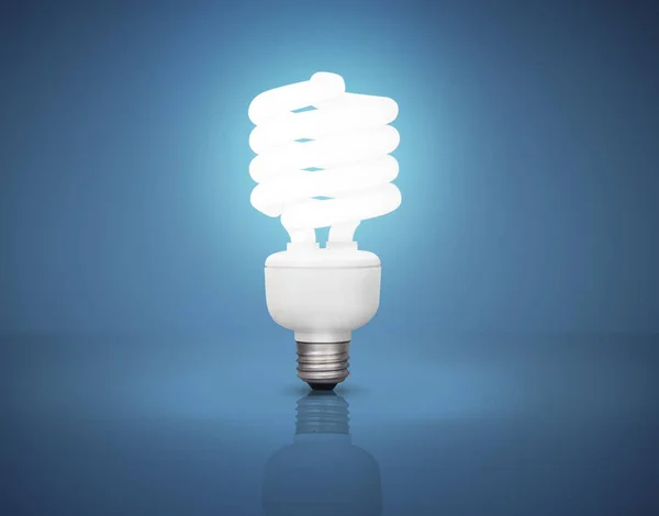 Жили Мире Энергия Скудный Ресурс Студийный Снимок Энергосберегающей Лампочки Синем — стоковое фото