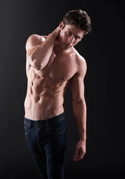 Results Speak Themselves Studio Shot Handsome Bare Chested Young Athlete — Stock Photo, Image