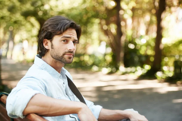 Getting Away All Handsome Young Man Park — Stock Photo, Image