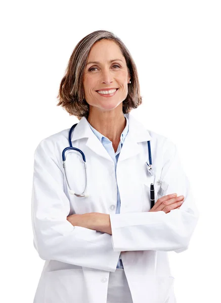 Sich Ihre Gesundheitsbedürfnisse Kümmern Ausgeschnittenes Porträt Einer Reifen Ärztin Posiert — Stockfoto