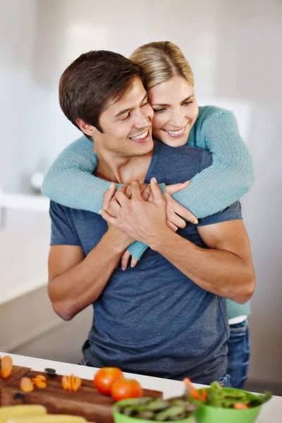 Love Menu Today Happy Young Couple Sharing Affectionate Moment Together — Stock Photo, Image