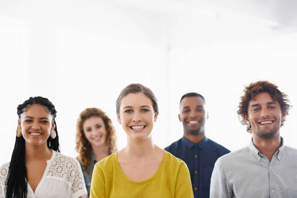 Have Bright Future Ahead Them Group Work Colleagues White Background — Stock Photo, Image