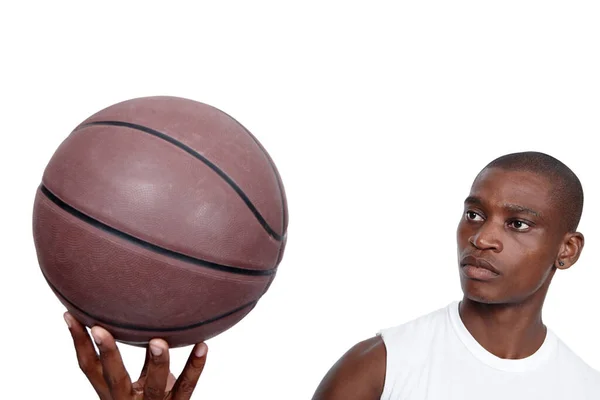 Time Shoot Some Hoops Studio Shot Young Basketball Player Standing — Stock Photo, Image