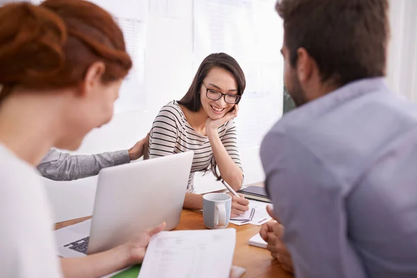 She Can Proud Her Work Coworkers Working Evening Office — Stock Photo, Image