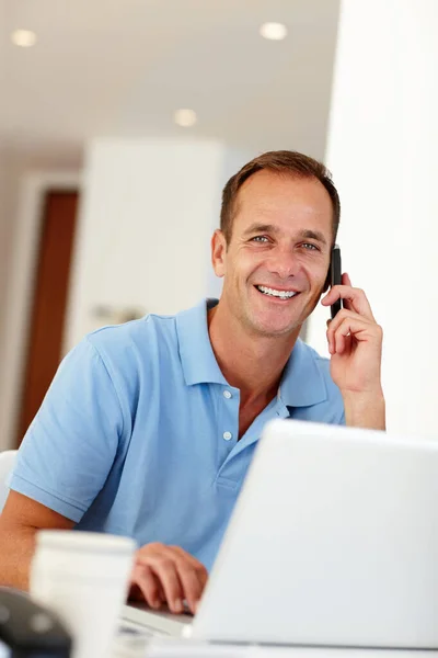 Boss Businessman Happily Working Home — Stock Photo, Image