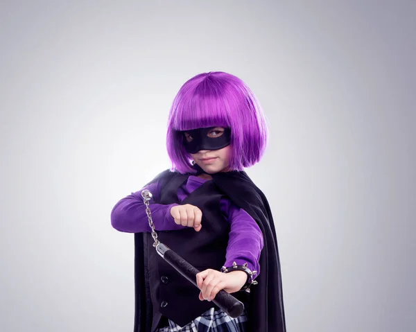 Just Saving World Studio Shot Confident Little Girl Playing Dress — Stock Photo, Image