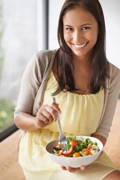 Eating Healthy Secret Glowing Complexion Lovely Young Woman Enjoying Healthy — Stock Photo, Image