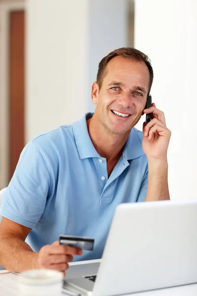 Working Hard Get Deal Done Busy Mature Man Making Phone — Stock Photo, Image