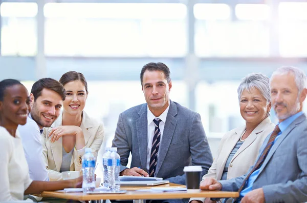 Tenho Confiança Minha Equipa Retrato Grupo Empresários Uma Reunião Diretoria — Fotografia de Stock