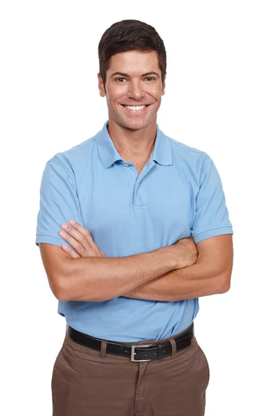 What Should Today Studio Shot Casually Dressed Young Man Standing — Stock Photo, Image