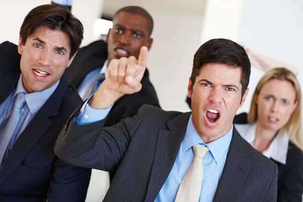 Now Thats What Call Hostile Takeover Angry Mob Business Professionals — Stock Photo, Image