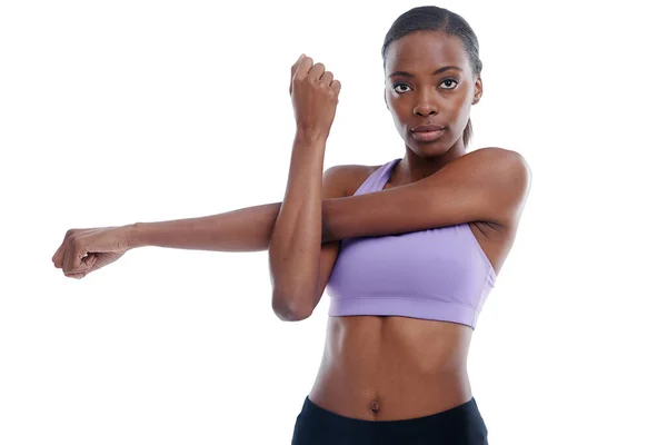 Some Pre Workout Stretching Cropped Portrait Beautiful Young Woman Stretching — Stock Photo, Image