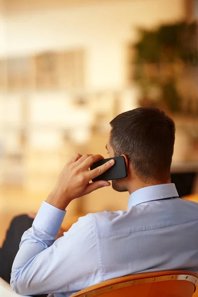 Hes Never His Mobile Young Businessman Making Use His Smartphone — Stock Photo, Image