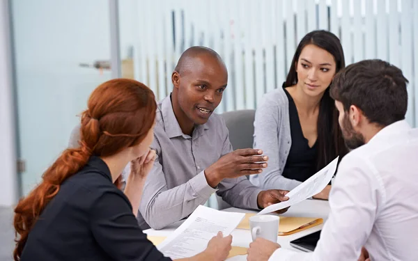 Ele Sabe Como Tirar Melhor Sua Equipa Grupo Colegas Trabalho — Fotografia de Stock