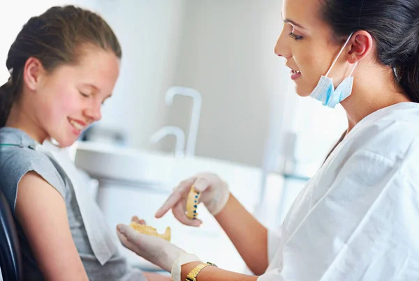 Oral Hygiene Can Never Taught Too Early Female Dentist Child — Stock Photo, Image